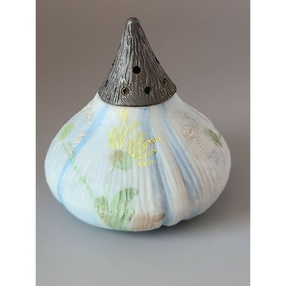 MT. WASHINGTON FIG Shaped SHAKER Blue with Enameled Yellow Flowers - Picture 2 of 7